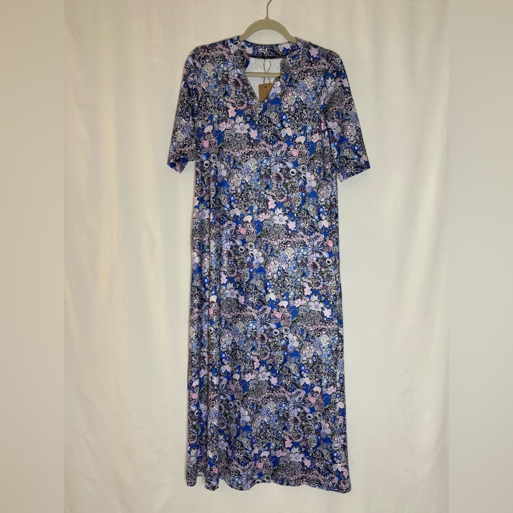 NWT Harper & Lane Blue and Pink Floral Maxi Dress
